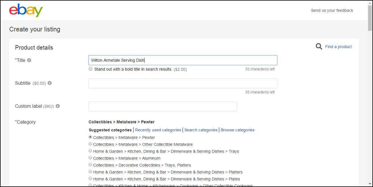 List Your First Item on eBay